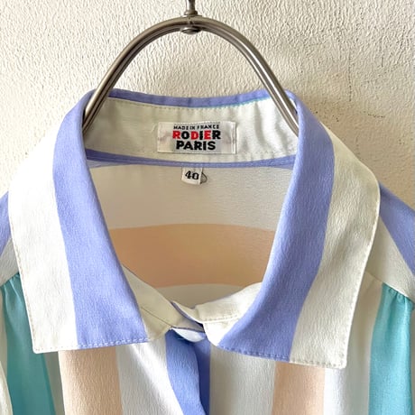 Euro Vintage Pastel Color Spripe Blouse (made in France)