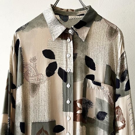 Euro Vintage Art Pattern Rayon Shirt