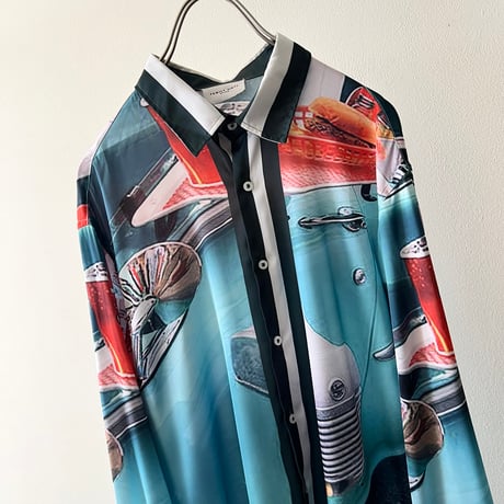 Euro Vintage Classic Car & Fast food Full Print Design Shirt