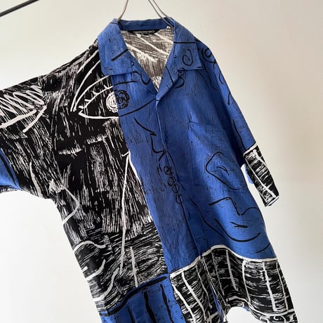 Vintage Face Drawing Art Pattern Shirt