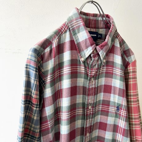 90's Polo Ralph Lauren Crazy pattern Flannel Long Shirt (dress)