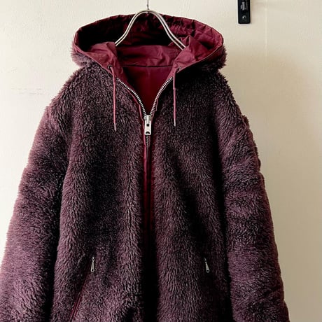 70's Vintage Boa & Nylon Reversible Design Hoodie