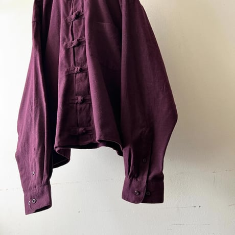 "Remake" Suede China Shirt (color : bourdeax)