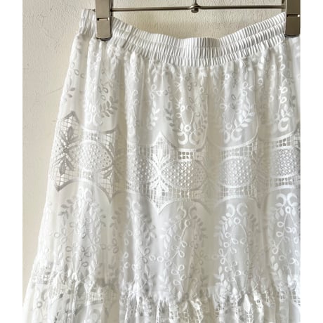 Lace Design Maxi Flare Skirt