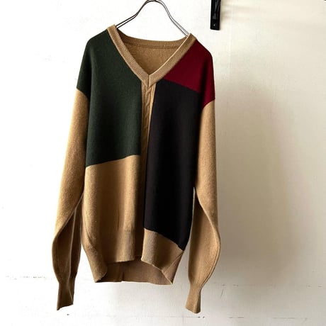 Vintage Switch Design V-neck Knit Sweater