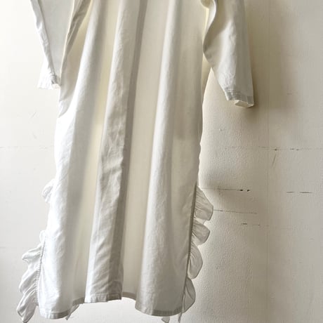 Side Frill Cotton Pullover Dress