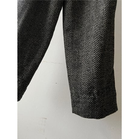 Vintage Herringbone Tweed Tuck Trousers