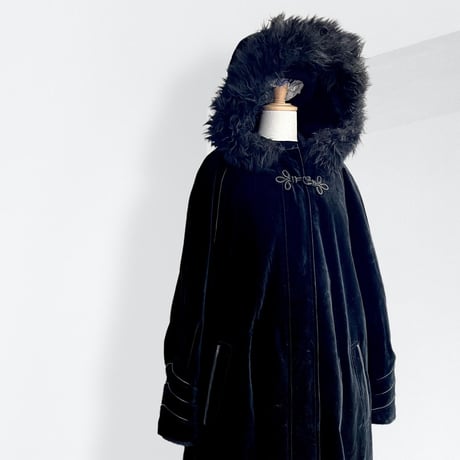 Euro Vintage China Button Design Fur Hood Coat