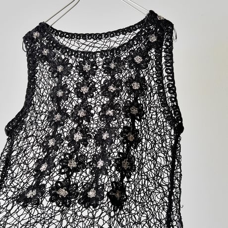 Vintage Flower Design Croche Vest