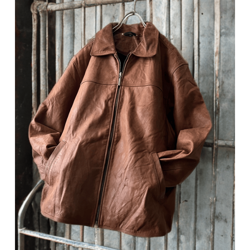 Euro Vintage TRAPPER Zip-up Leather JKT (made i