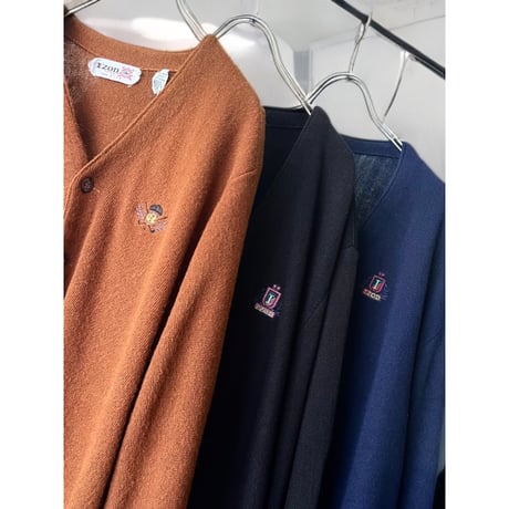 80-90's IZOD Embroidery Logo Acryl Knit Cardigan (made in USA)