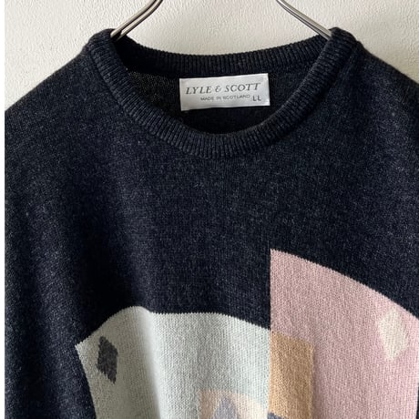 Old Lyle & Scott POP Pattern Lamb Wool Knit (made in Scotland)