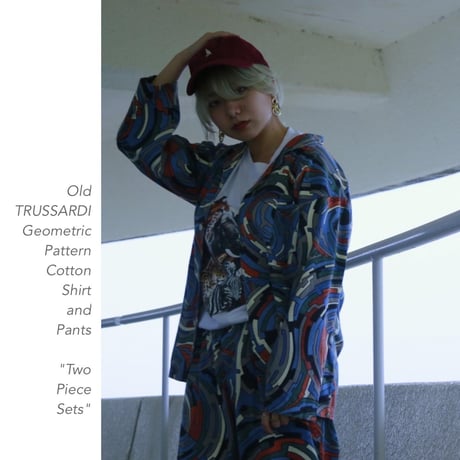 Old TRUSSARDI Geometric Patternシャツ