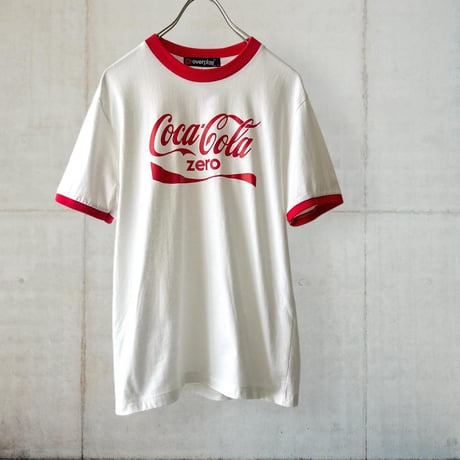 Coca Cola Logo Print Ringer Tee
