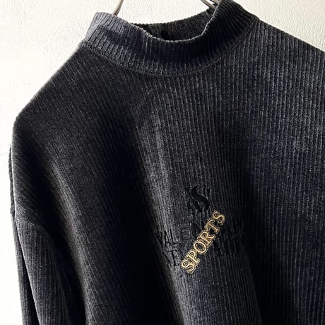 80-90's Embroidery Logo Short Velours Top