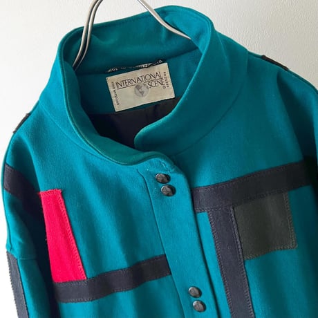 80-90's Euro Mondrian Design Wool JKT (made in yugoslavia)
