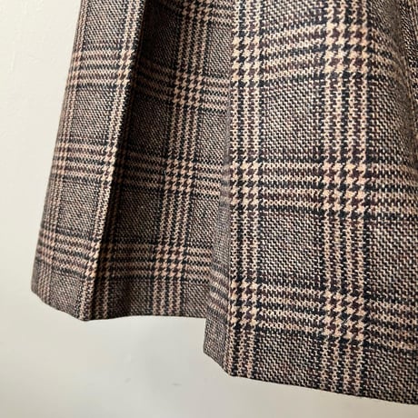 Vintage Check Pattern Wool Flare Pants