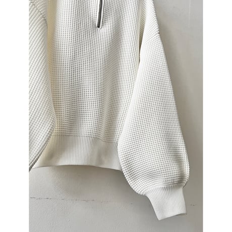 Balloon Sleeve Half-zip High Neck Knit