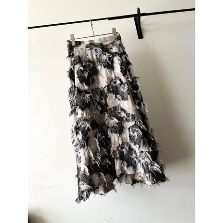 Moke Moke Fur & Botanical Pattern Long Flare Skirt