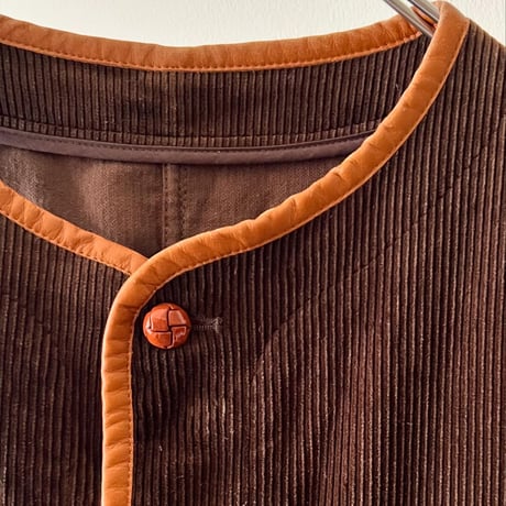 Leather Piping Design Corduroy Vest