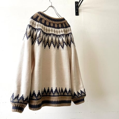 Old Nordic Pattern Knit Cardigan