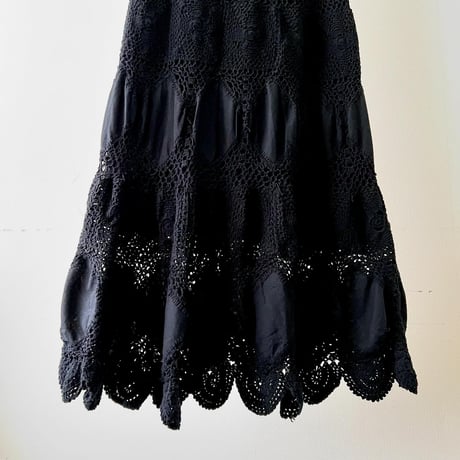 Black Color Crochet Design Long Skirt