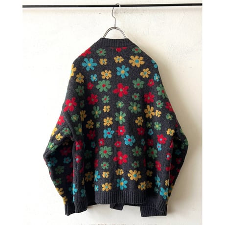 Euro Vintage Flower Pattern Knit Cardigan (made in Italy)