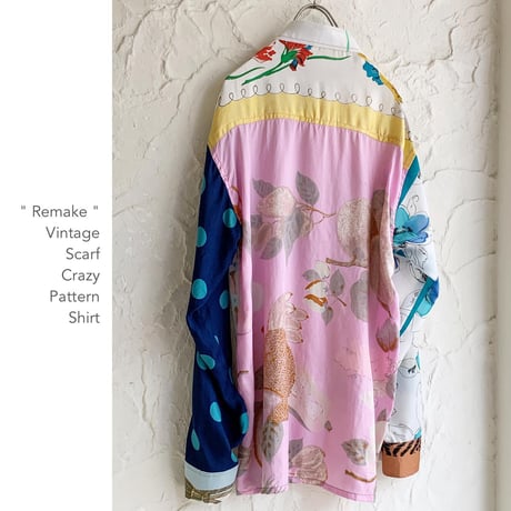 " Remake " Vintage Scarf Patternシャツ