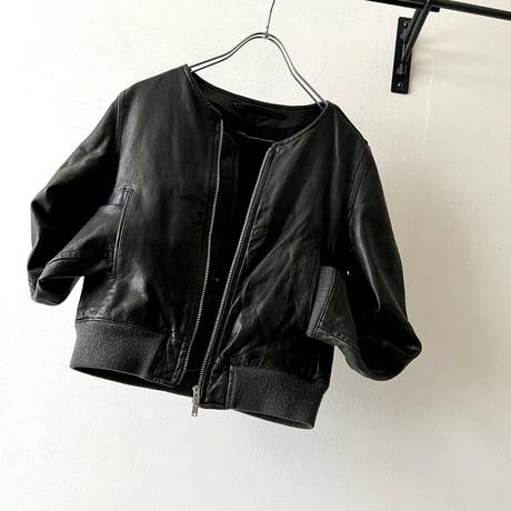 Old No Collar Short Leather JKT