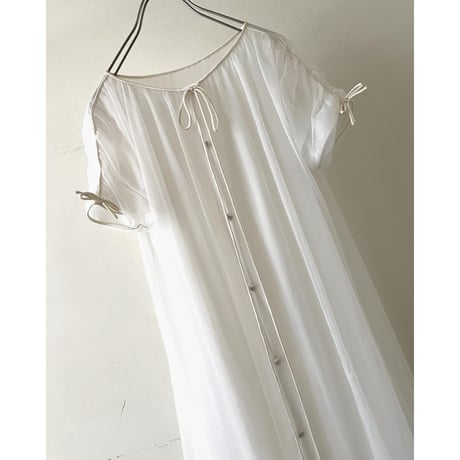 60's Vintage GOSSARD ARTEMIS Ribbon Design Short Sleeve Long Dress