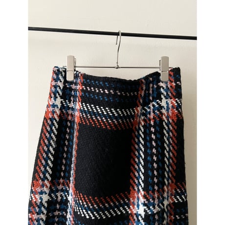 John Branigan Plaid Pattern Knit Long Skirt (made in Ireland)