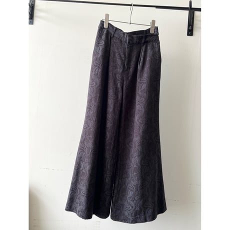 Classic Botanical Pattern Jacquard Flare Pants