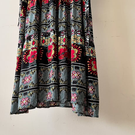 Embroidery Design Geometric Pattern Bell-Sleeve Long Dress