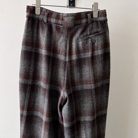 Vintage Check Pattern Tuck Pants