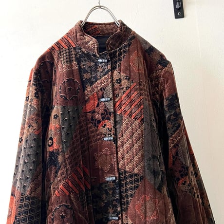 Vintage Geometric Patchwork Pattern Quilting China JKT