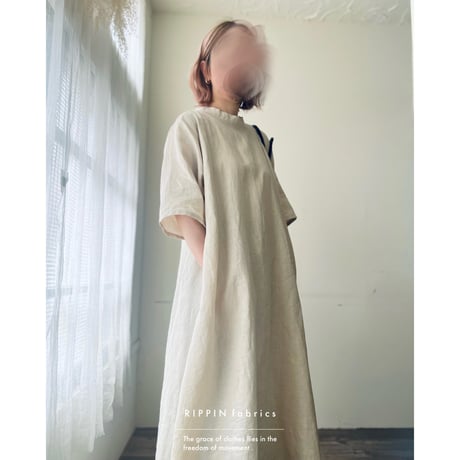 【即納品】バックリボンワンピース(ハーフスリーブ)アイボリー118丈