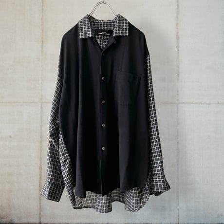 80's tricot COMME des GARCONS Check Pattern Open Collar Shirt