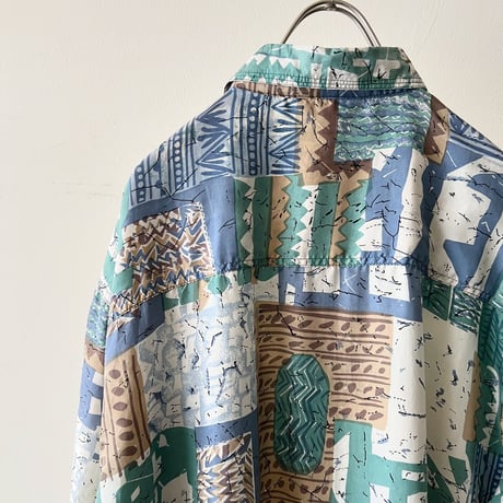 Euro Vintage Patchwork Pattern Silk Shirt