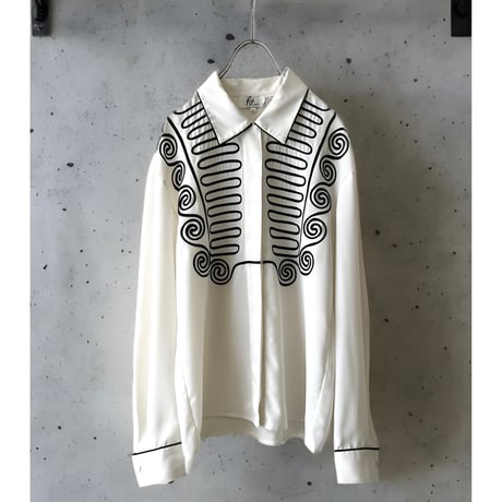 US Vintage " Guru Guru " Embroidery Design Blouse