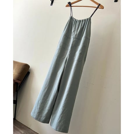 Mint Color Linen Overalls