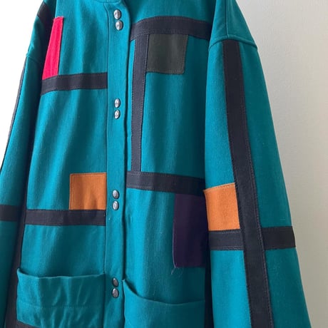 80-90's Euro Mondrian Design Wool JKT (made in yugoslavia)