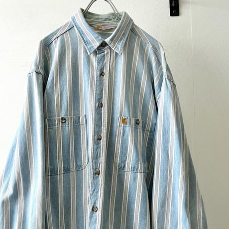 carhartt Embroidery Logo Stripe Pattern Denim Shirt
