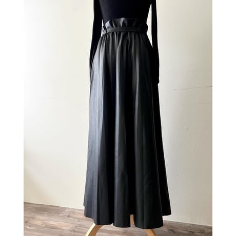Fake Leather Maxi Flare Skirt