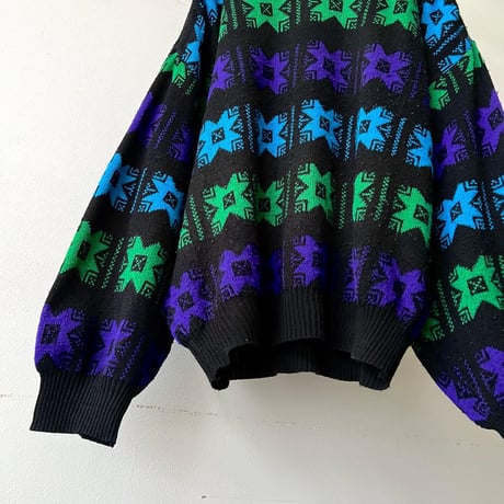 90's Euro Geometric Pattern Knit Sweater
