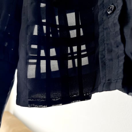 Euro Vintage Plaid Pattern Sheer Blouse