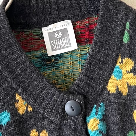 Euro Vintage Flower Pattern Knit Cardigan (made in Italy)