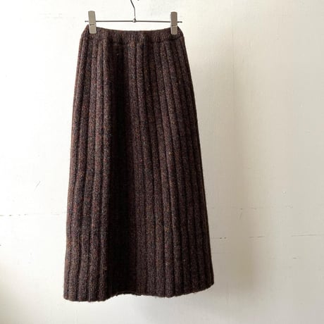 Vintage High Turtle Neck Knit Sweater and Rib Knit Skirt "2piece-sets"