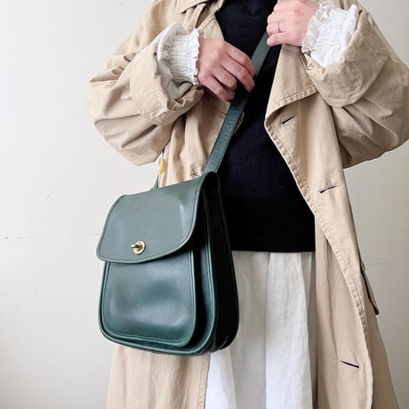 Old Coach "Green" Leather Shoulder Bag