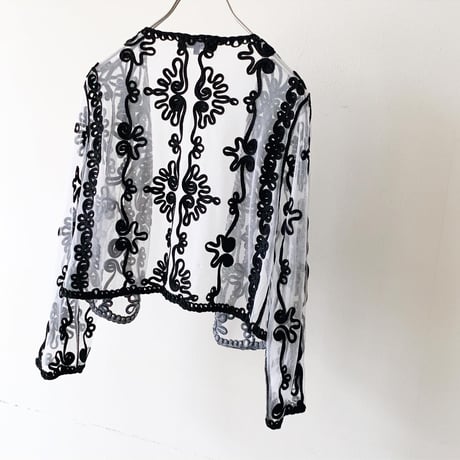 Embroidery Design See-through Short Bolero