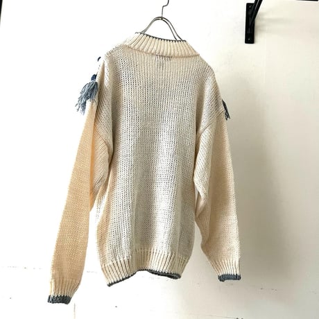 90's  American Weekend Fringe Design Knit Sweater (deadstock)